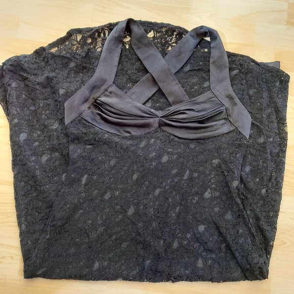 Calvin Klein Long Black Lace Dress - Picture 2 of 15